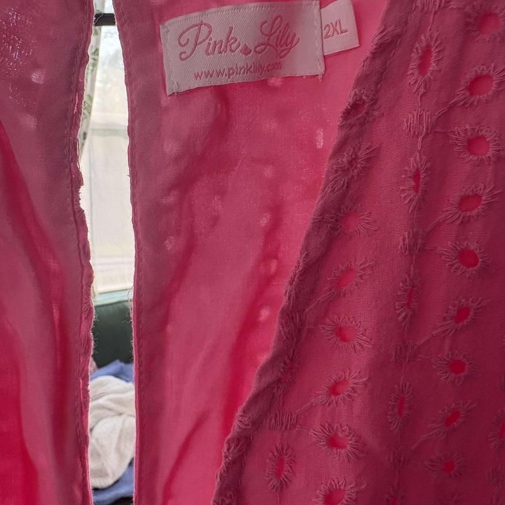 Pink Lily Vibrant Pink Eyelet Dress